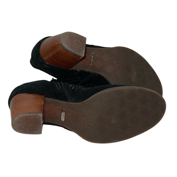 Vionic Women's Booties Size 7 Black Suede "Aloft Chryssa" Open Toe Side Zip - Picture 6 of 11